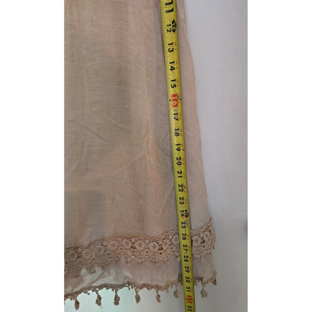 Krazy Kat Boho Hippie Festival Lined Skirt Crochet Lace Trim Beige Size L - Picture 5 of 6
